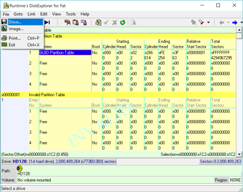 DiskExplorer: Aufruf des Select Drive-Dialogs