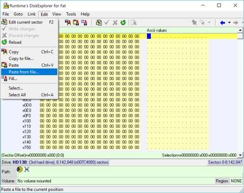 DiskExplorer: Paste from file